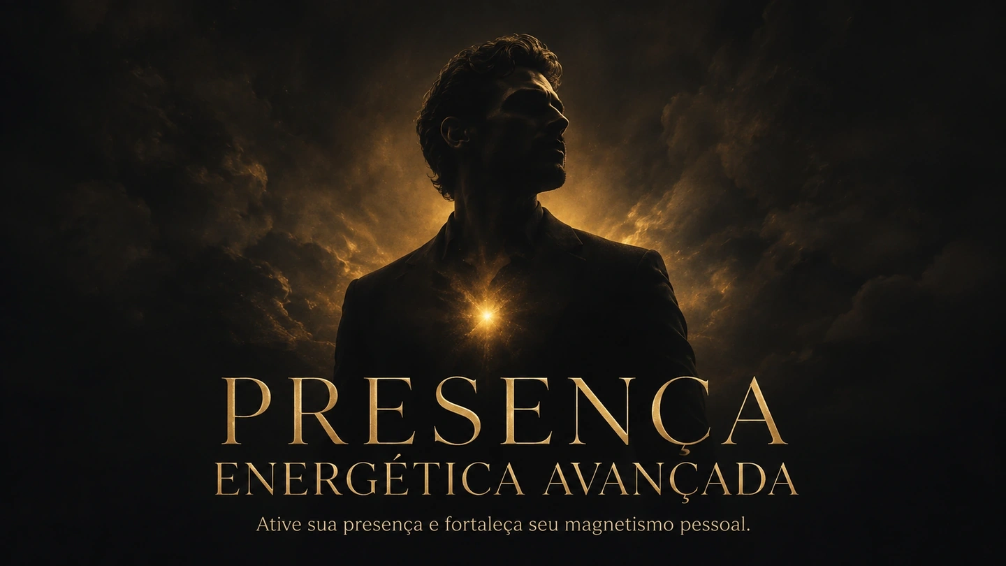 Capa da aula 01: Presença Energética Avançada. Ative sua presença e fortaleça seu magnetismo pessoal.